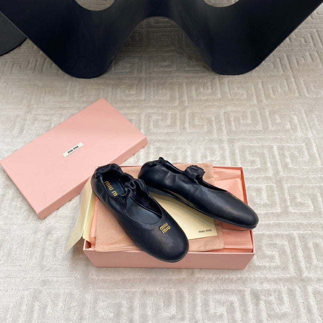 MARY JANE FLATS IN BLACK SMOOTH LAMBSKIN