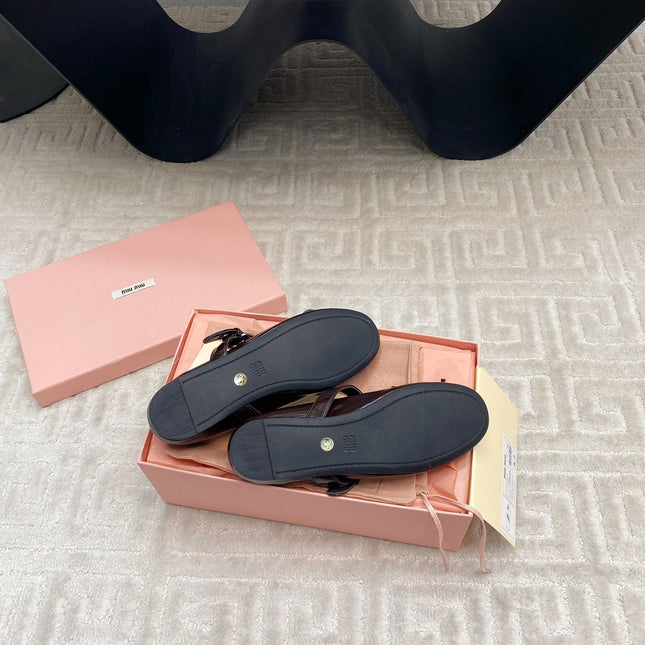 BOW MARY JANE FLAT IN ESPRESSO NAPLAK LAMBSKIN