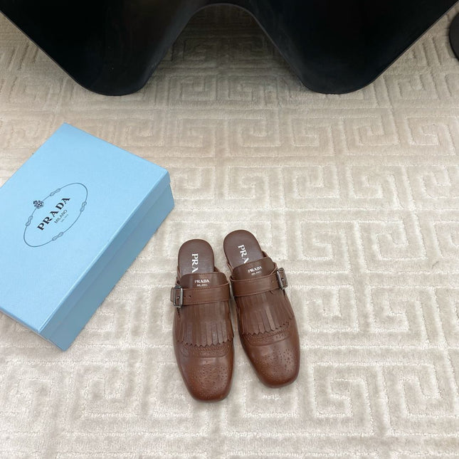 TASSEL MULES IN RUSSET BROWN LAMBSKIN