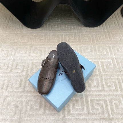 TASSEL MULES IN WALNUT BROWN LAMBSKIN