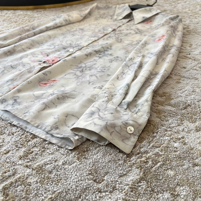 CHANEL LONG-SLEEVE PRINTED SHIRT IN SOFT FABRIC