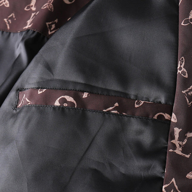 LV HOODED JACKET IN BLACK DAMIER AND BROWN TRIM 239036