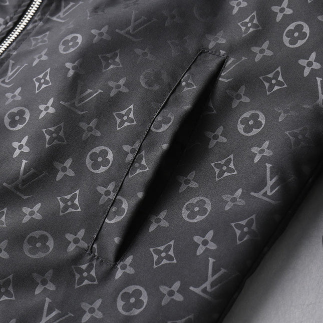 LV HOODED JACKET BLACK MIX WHITE MONOGRAM 239001