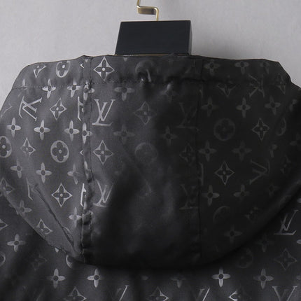 LV HOODED JACKET BLACK MIX WHITE MONOGRAM 239001