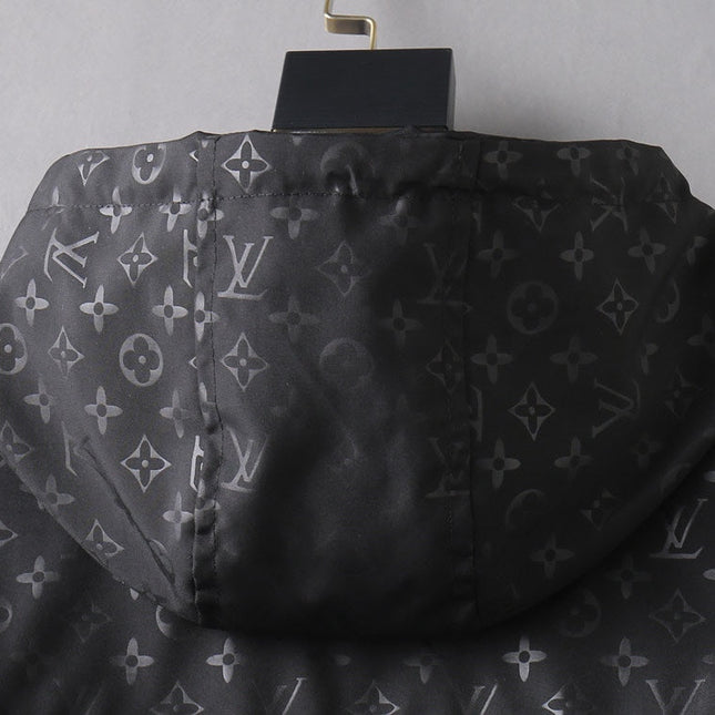 LV HOODED JACKET BLACK MIX WHITE MONOGRAM 239001