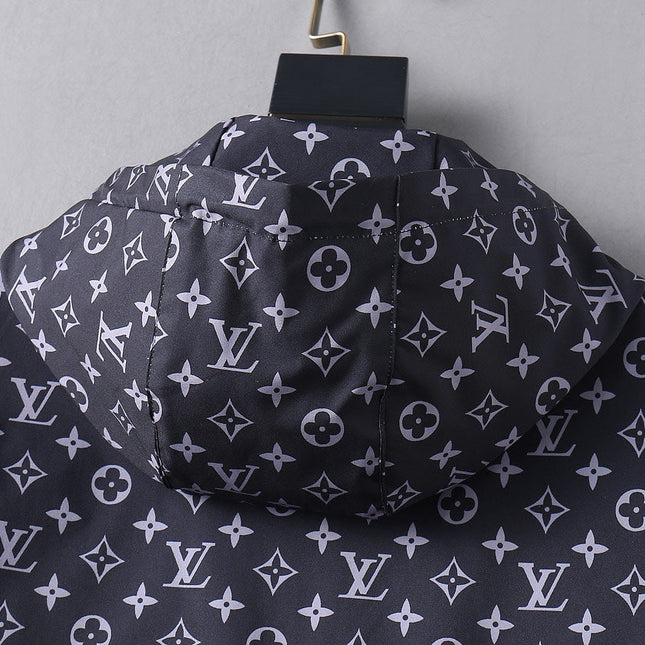 LV HOODED JACKET NAVY BLUE MONOGRAM AND BLACK 239169