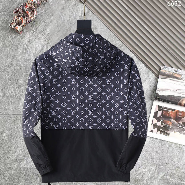 LV HOODED JACKET NAVY BLUE MONOGRAM AND BLACK 239169