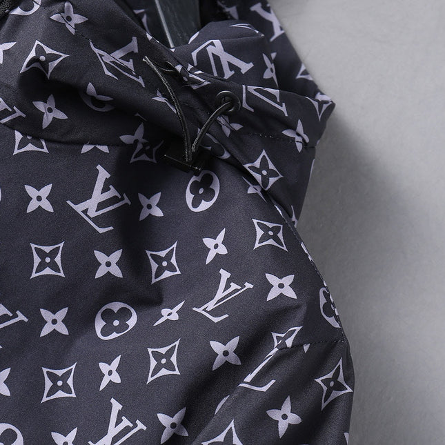 LV HOODED JACKET NAVY BLUE MONOGRAM AND BLACK 239169