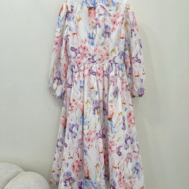 ZIMMER LONG-SLEEVE V-NECK DRESS 269296