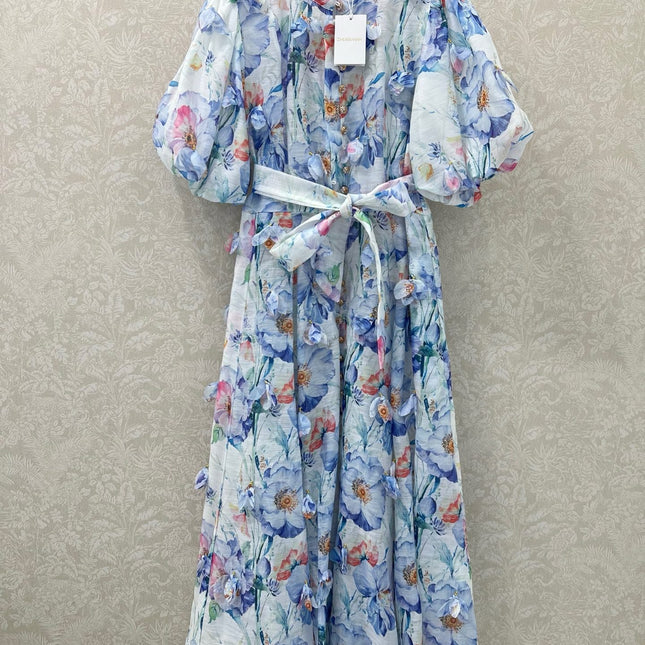 ZIMMER DRESS WITH STAND COLLAR AND PUFF SLEEVES 269285