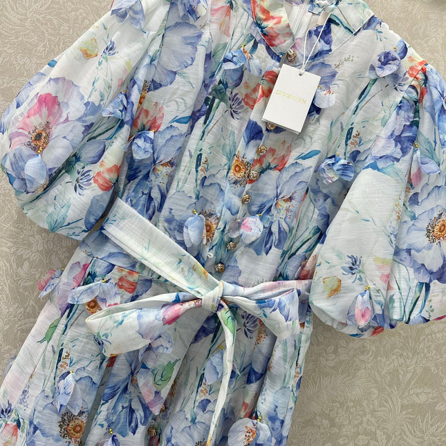 ZIMMER DRESS WITH STAND COLLAR AND PUFF SLEEVES 269285