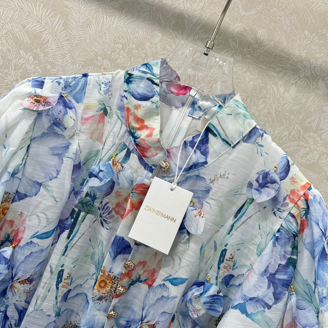 ZIMMER DRESS WITH STAND COLLAR AND PUFF SLEEVES 269285