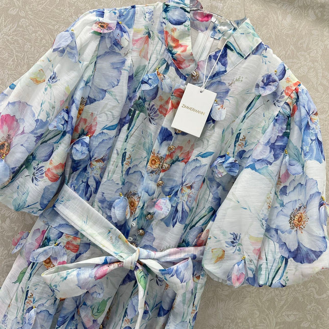 ZIMMER DRESS WITH STAND COLLAR AND PUFF SLEEVES 269285