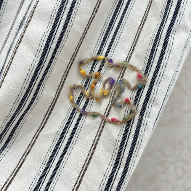 CHANEL STRIPED LINEN WIDE-LEG PANTS 275056