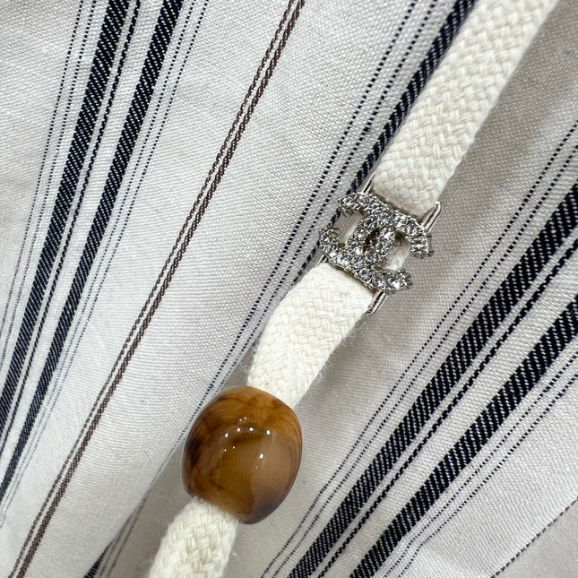 CHANEL STRIPED LINEN WIDE-LEG PANTS 275056