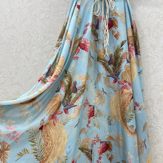 ZIMMERMANN PUFF-SLEEVE FLORAL FEATHER SILK DRESS 275074