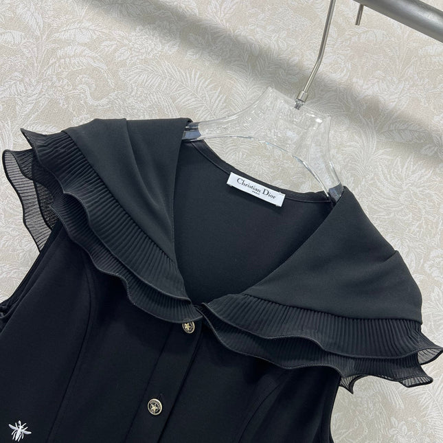 DIOR SLEEVELESS DRESS WITH RUFFLED SHOULDERS AND HEM 269143