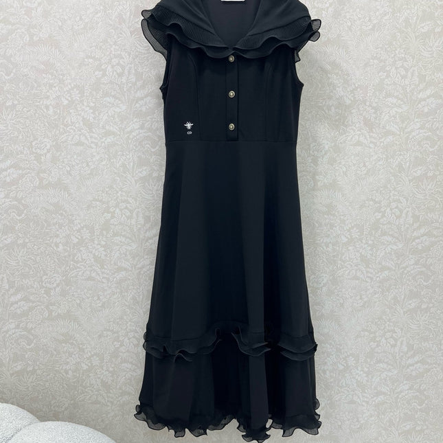 DIOR SLEEVELESS DRESS WITH RUFFLED SHOULDERS AND HEM 269143