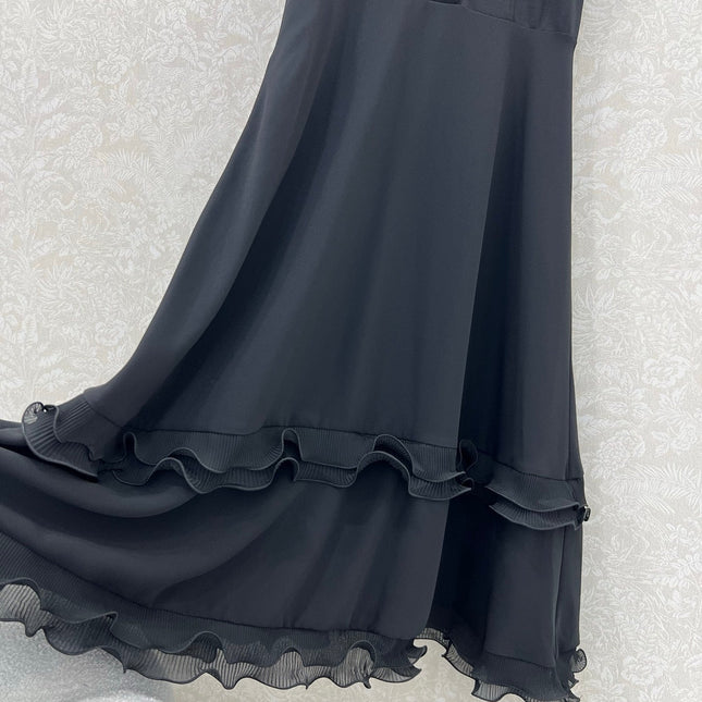 DIOR SLEEVELESS DRESS WITH RUFFLED SHOULDERS AND HEM 269143