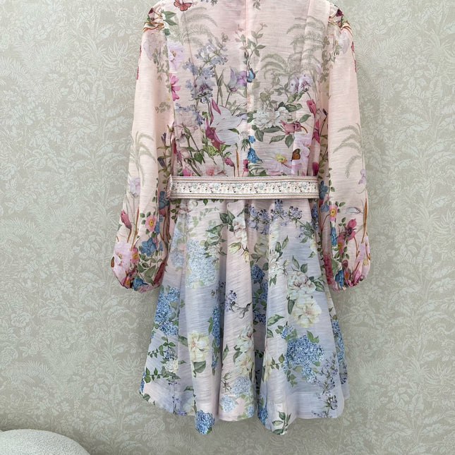 ZIMMER FLORAL DRESS WITH STAND COLLAR AND BELT 269180