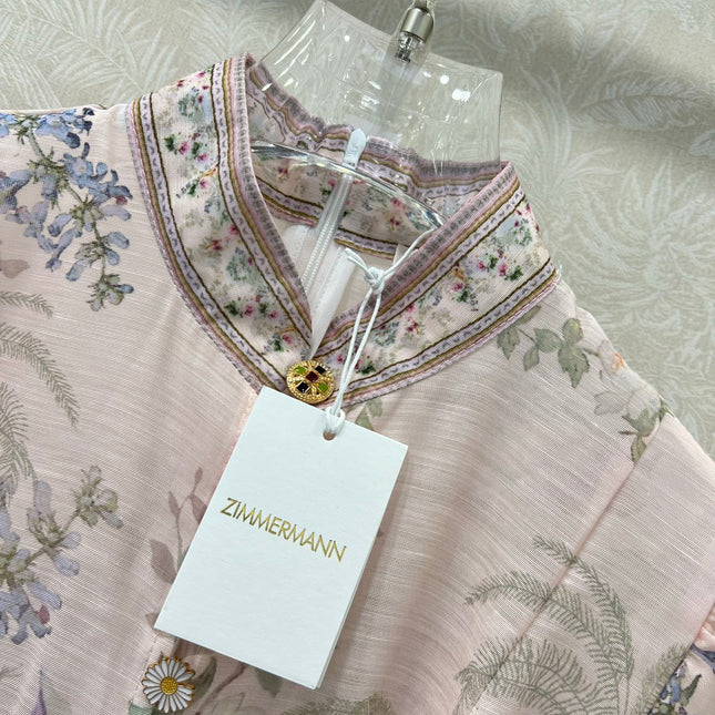ZIMMER FLORAL DRESS WITH STAND COLLAR AND BELT 269180
