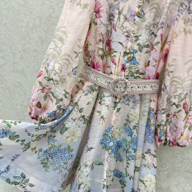 ZIMMER FLORAL DRESS WITH STAND COLLAR AND BELT 269180