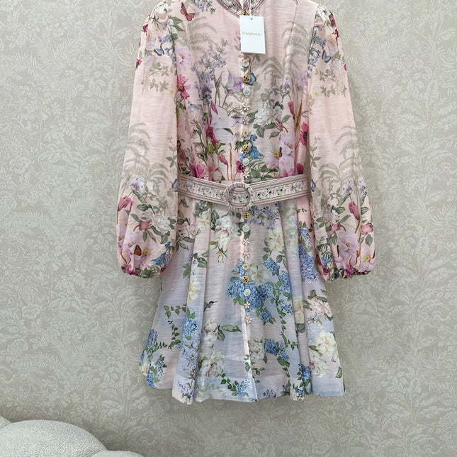 ZIMMER FLORAL DRESS WITH STAND COLLAR AND BELT 269180