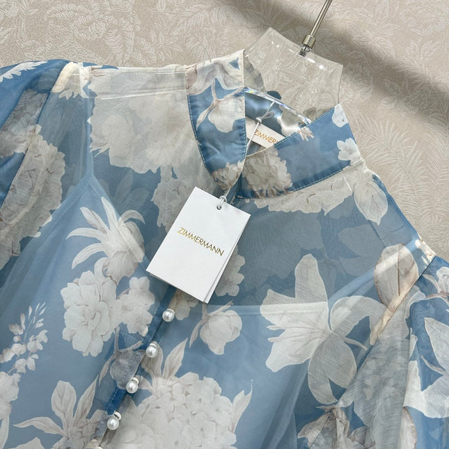 ZIMMER FLORAL PRINTED BLUE CHIFFON SET 269183