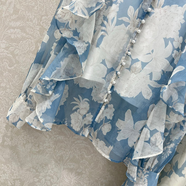 ZIMMER FLORAL PRINTED BLUE CHIFFON SET 269183