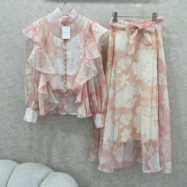 ZIMMER FLORAL PRINTED PINK CHIFFON SET 269185