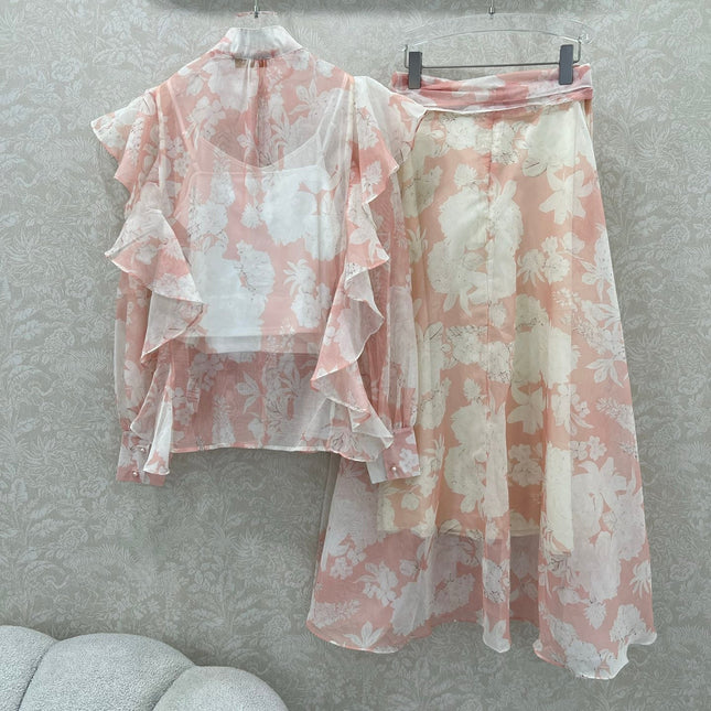 ZIMMER FLORAL PRINTED PINK CHIFFON SET 269185