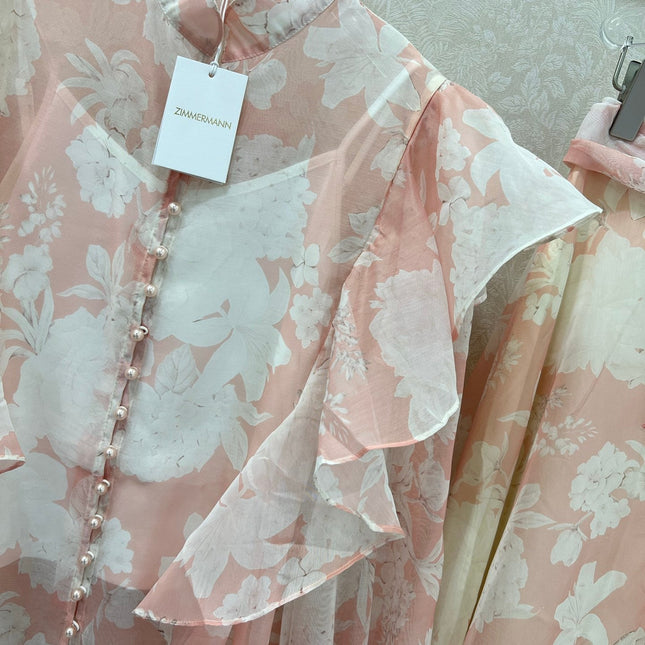 ZIMMER FLORAL PRINTED PINK CHIFFON SET 269185