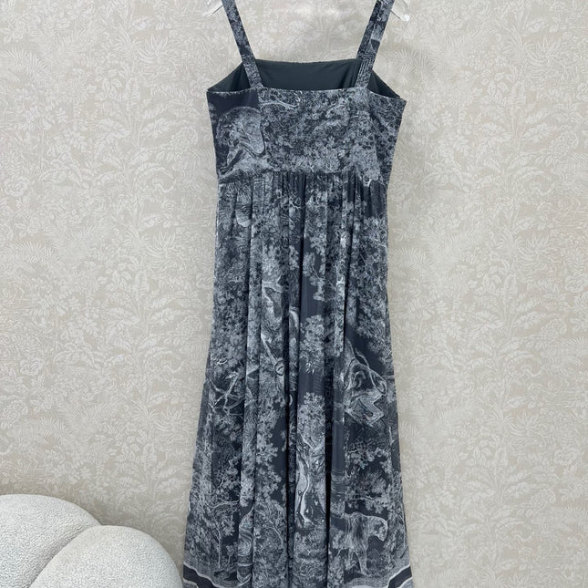 DIOR SPAGHETTI STRAP DRESS IN DARK GREY