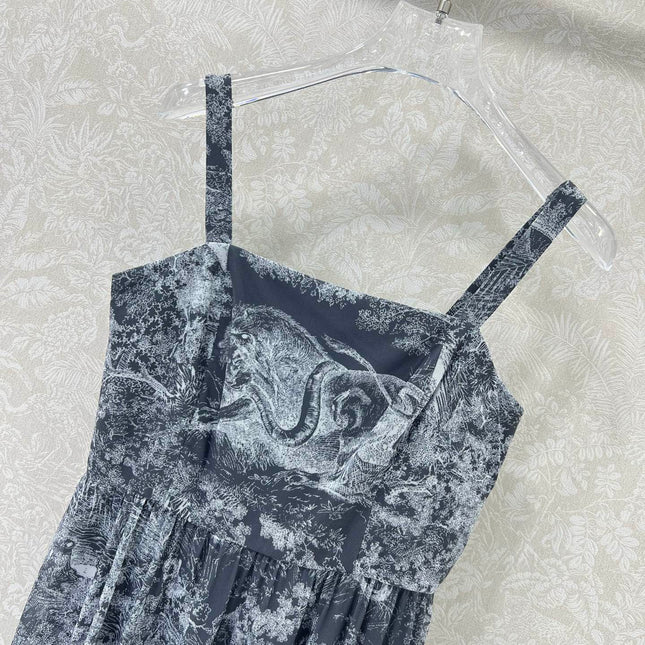 DIOR SPAGHETTI STRAP DRESS IN DARK GREY