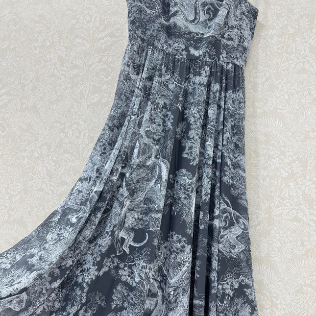 DIOR SPAGHETTI STRAP DRESS IN DARK GREY