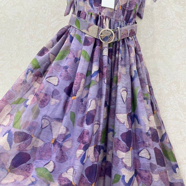 ZIMMERMANN LONG HERRINGBONE DRESS IN PLUM PURPLE 269379