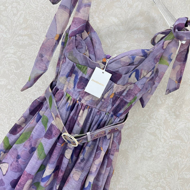 ZIMMERMANN LONG HERRINGBONE DRESS IN PLUM PURPLE 269379