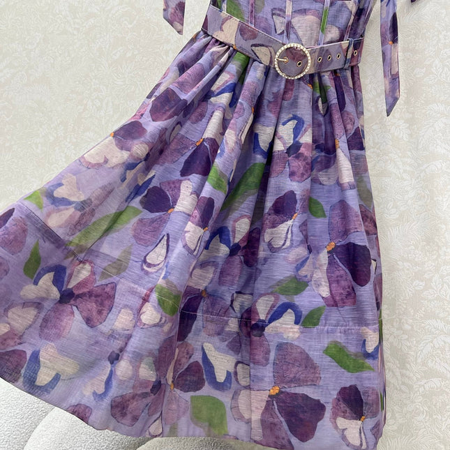 ZIMMERMANN SHORT HERRINGBONE DRESS IN PLUM PURPLE 269377