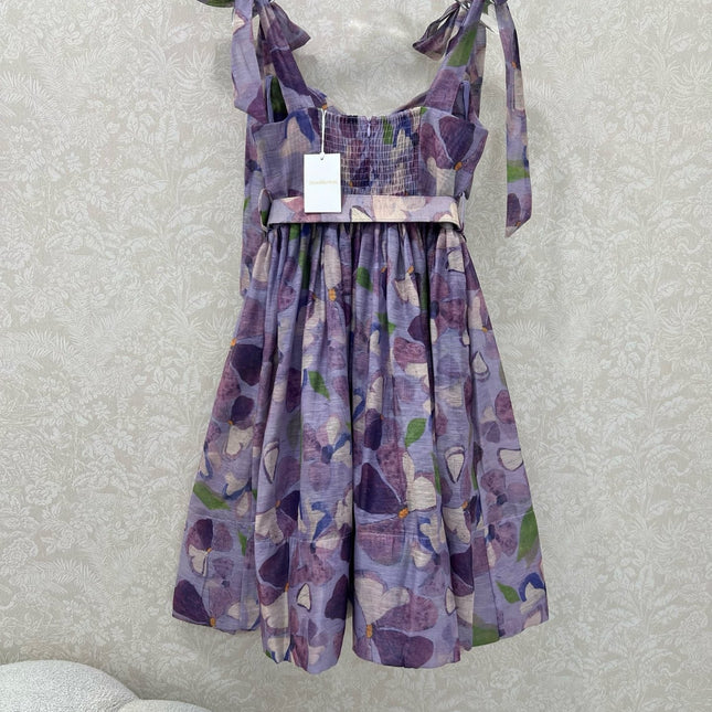 ZIMMERMANN SHORT HERRINGBONE DRESS IN PLUM PURPLE 269377