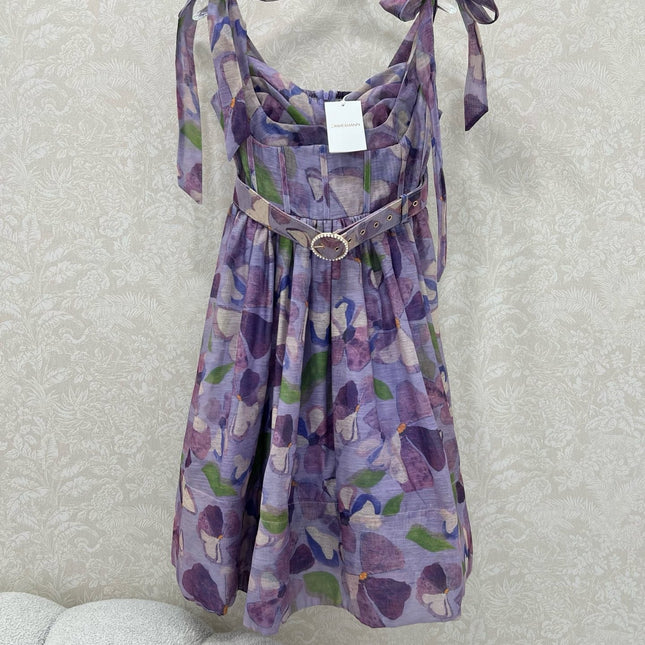 ZIMMERMANN SHORT HERRINGBONE DRESS IN PLUM PURPLE 269377