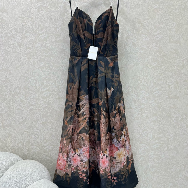 ZIMMERMANN STRAIGHT TUBE DRESS WITH HERRINGBONE PATTERN 269368