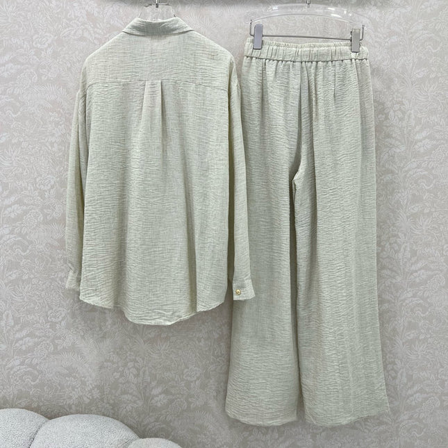 CHANEL SHIRT AND WIDE-LEG TROUSERS SET STYLE 33