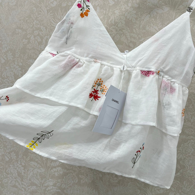 CHANEL RUFFLED SPAGHETTI STRAP TOP 272286