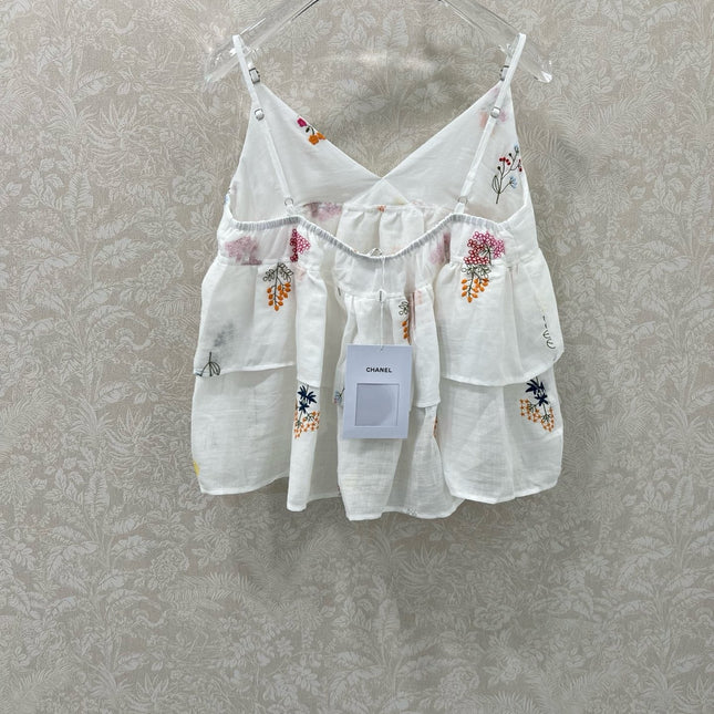 CHANEL RUFFLED SPAGHETTI STRAP TOP 272286