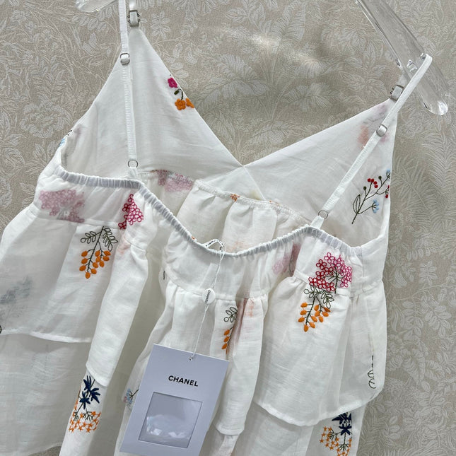 CHANEL RUFFLED SPAGHETTI STRAP TOP 272286