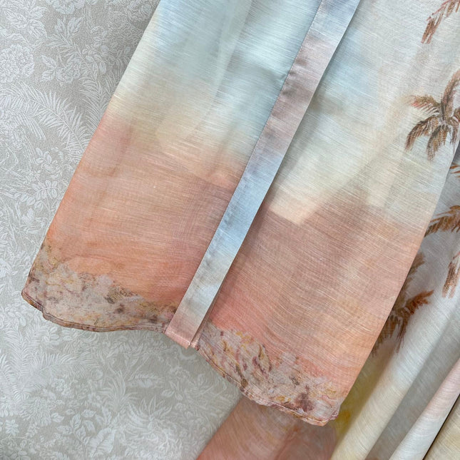 ZIMMERMANN SHORT-SLEEVE SHIRT AND HIGH-WAIST MAXI SKIRT SET 275079