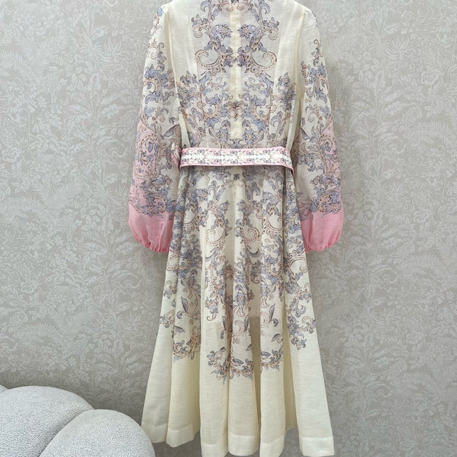 ZIMMERMANN LONG DRESS WITH A STAND COLLAR 275112