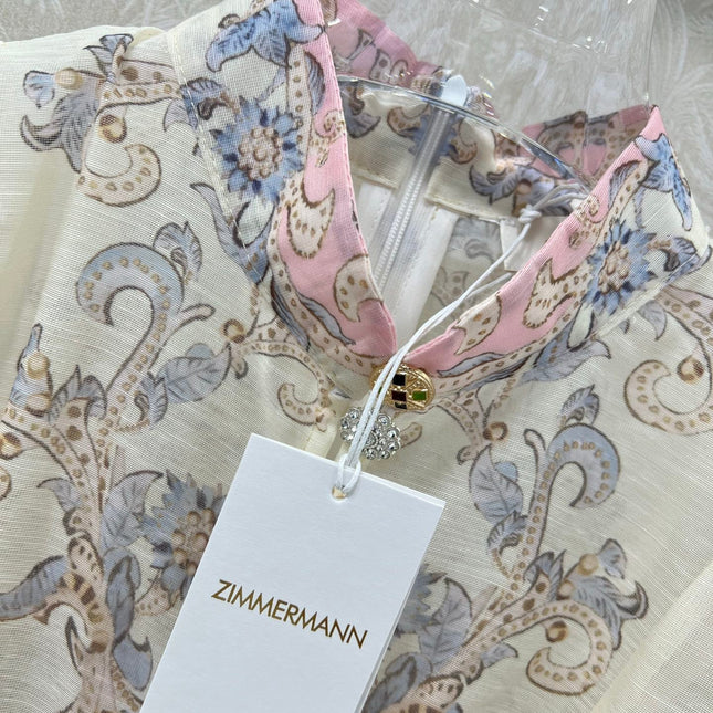 ZIMMERMANN LONG DRESS WITH A STAND COLLAR 275112