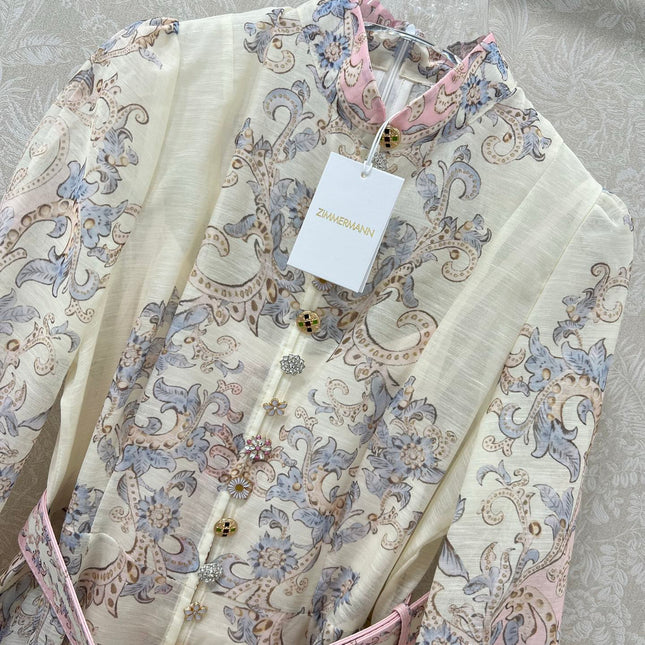 ZIMMERMANN LONG DRESS WITH A STAND COLLAR 275112