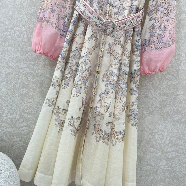 ZIMMERMANN LONG DRESS WITH A STAND COLLAR 275112